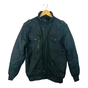 Outdoor Jacket Bomber Field Mens Small Black Faux Fur Lined Cotton Tactical Coat